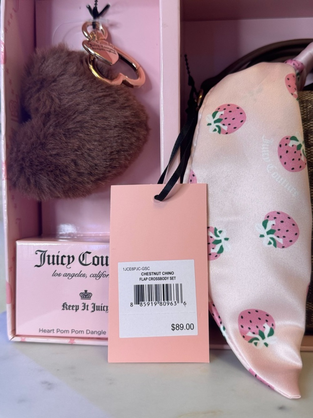 Juicy Couture Pink Strawberry Silk-Handle Crossbody Bag Set - Picture 2 of 6